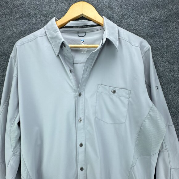 KUHL Shirt Mens Medium Gray Button Up Stretch Quick Dry Performance Outdoor Hike - Picture 2 of 16